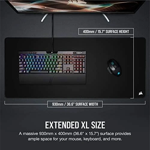 Pelės kilimėlis žaidimams Corsair MM350 PRO Premium Spill-Proof Cloth Gaming Mouse Pad – Extended XL, Juodas