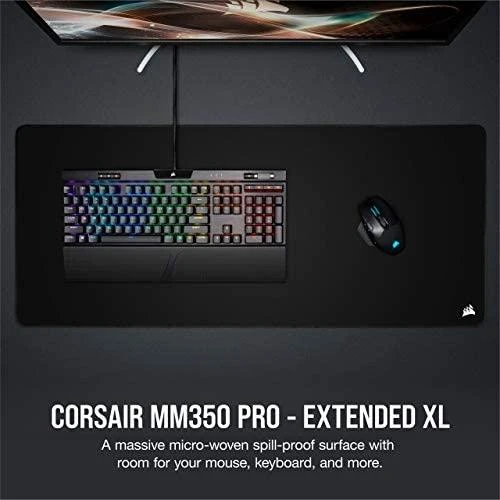 Pelės kilimėlis žaidimams Corsair MM350 PRO Premium Spill-Proof Cloth Gaming Mouse Pad – Extended XL, Juodas