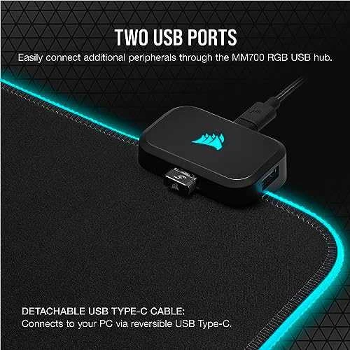 Pelės kilimėlis žaidimams Corsair MM700 RGB Extended Mouse Pad, 930mm x 400mm x 4mm