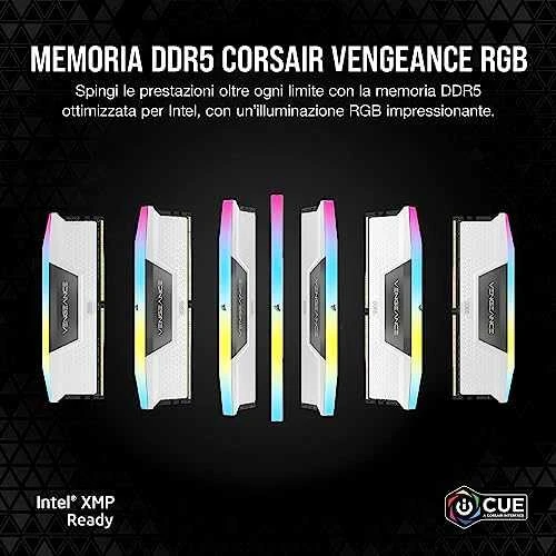 RAM CORSAIR DDR5 6000MT/s 32GB 2x16GB DIMM Unbuffered 36-44-44-96 Std PMIC XMP 3.0 VENGEANCE RGB DDR5 Baltas Heatspreader Juodas PCB 1.4V