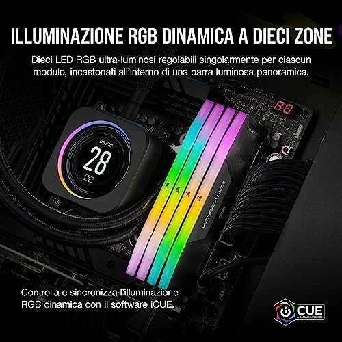 RAM CORSAIR VENGEANCE RGB 64GB 2x32GB DDR5 6000MT/s DIMM Be buferio 30-36-36-76 Std PMIC XMP 3.0 Juodas Heatspreader RGB LED 1.4V