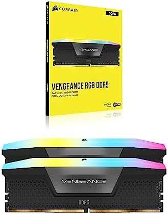 RAM CORSAIR VENGEANCE RGB 64GB 2x32GB DDR5 6000MT/s DIMM Be buferio 30-36-36-76 Std PMIC XMP 3.0 Juodas Heatspreader RGB LED 1.4V