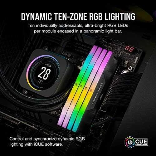Atminties kortelė telefonui CORSAIR VENGEANCE® RGB 64GB (2x32GB) DDR5 DRAM 6400MT/s CL32 Memory Kit — Juodas
