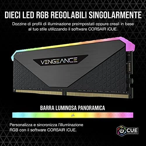 RAM Corsair Vengeance RGB RT atmintis, DDR4, 16 GB, 3200MHz, CL16 (CMN16GX4M2Z3200C16)