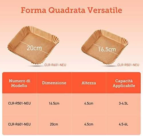 Cosori Popierinės formos karšto oro gruzdintuvėms 100 vnt (20cm - 4,5-6L)