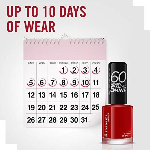 Rimmel London 60 Seconds Super Shine Nagų lakas Moterims 8 ml, 315 Queen of Tarts