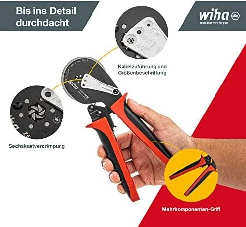 Replės kabelių jungčių užspaudimui WIHA (210 mm)