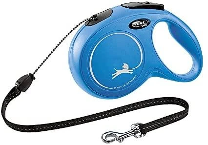 Flexi New Classic M pavadėlis šunims iki 20kg virvinis 5m mėlynos spalvos