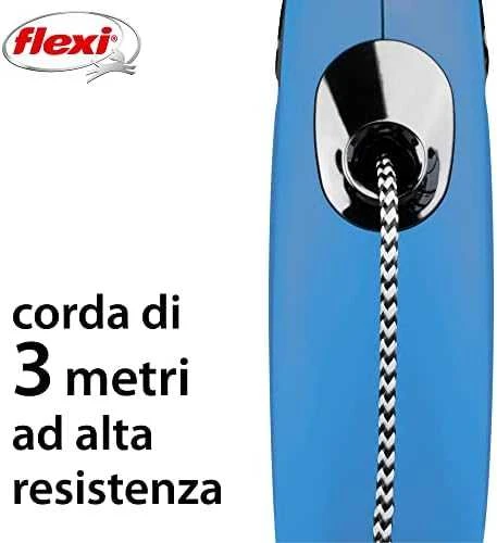 Flexi New Classic XS pavadėlis šunims iki 8kg virvinis 3m mėlynos spalvos