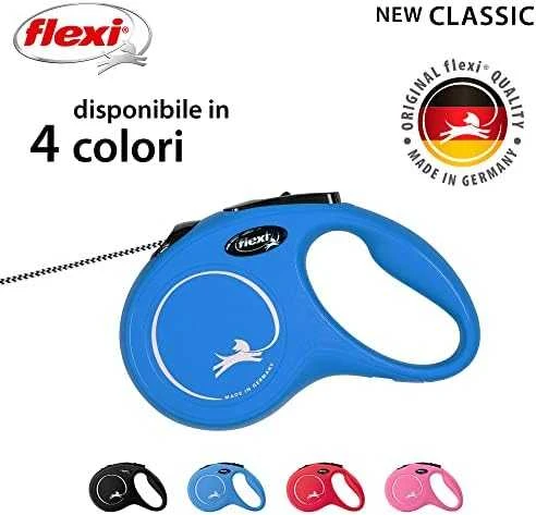Flexi New Classic S pavadėlis šunims iki 12kg virvinis 8m mėlynos spalvos