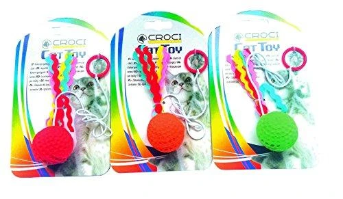 Croci Spa FLYING BALL žaislas katei ant gumytės 4cm 3vnt