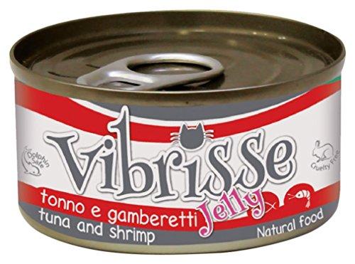 VIBRISSE konservai katėms su tunu ir krevetėmis drebučiuose 70g 12vnt