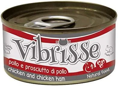 VIBRISSE konservai katėms vištiena/vištienos kumpis padaže 70g 12vnt