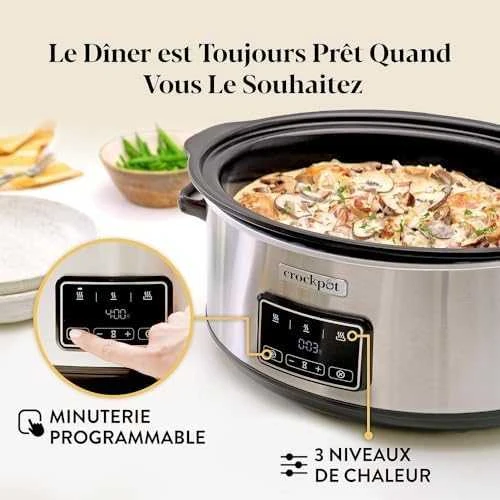 Crock Pot Crock-Puodas CSC112X 6,5 litro lėta viryklė (sidabrinė)