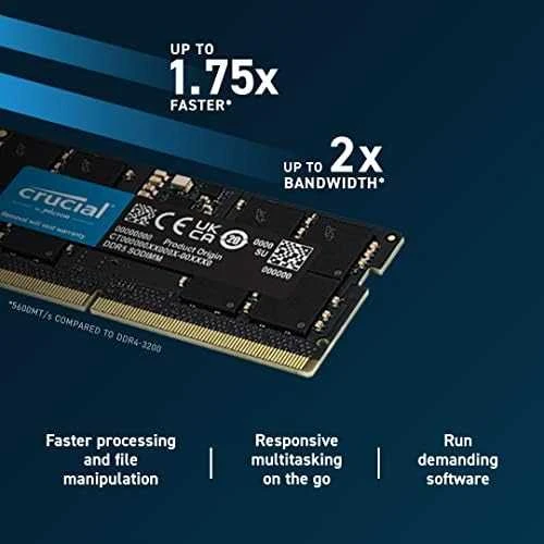 Crucial DDR5 SO-DIMM atmintis su našumo techniniais duomenimis