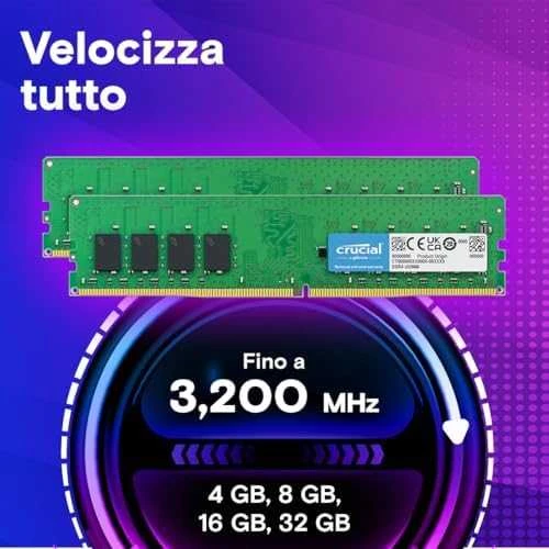 16 GB (2 x 8 GB) „Crucial DDR4-3200 CL22 UDIMM Single Rank RAM Atmintis Kit“
