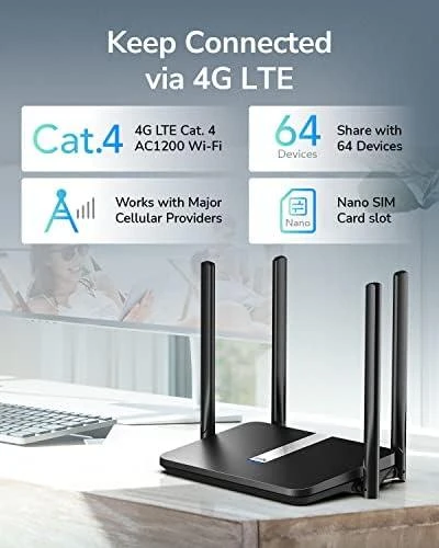 Belaidis Maršrutizatorius - Cudy LT500 Dual-Band 4G Greitasis Ethernet Juodas