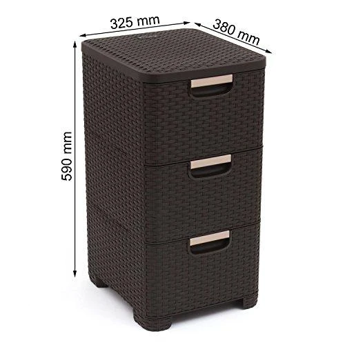 Keter CURVER LENTYNA SU 3 STALČIAIS 3x14L /TAMSIAI RUDA