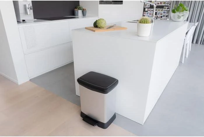 Curver Šiukšliadėžė su pedalu Deco, sidabrinė, 30l, stačiakampė