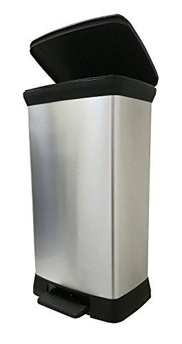 Curver Šiukšliadėžė su pedalu Deco, sidabrinė, 50l, stačiakampė