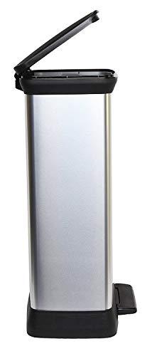 Curver Šiukšliadėžė su pedalu Deco, sidabrinė, 50l, stačiakampė