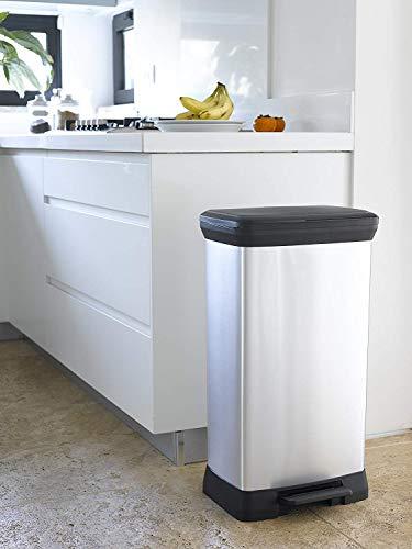 Curver Šiukšliadėžė su pedalu Deco, sidabrinė, 50l, stačiakampė
