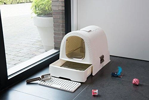 Curver Rattan tualetas katėms kreminės spalvos 51x39x39cm
