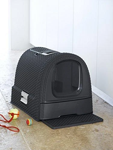 Curver Rattan tualetas katėms grafito spalvos 51x39x39cm