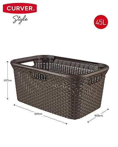 Curver Skalbinių krepšys Style, tamsiai rudos spalvos, 45l