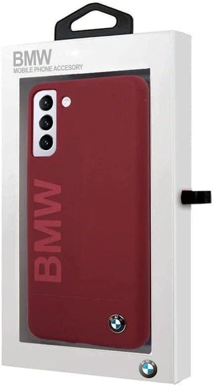 BMW BMHCS21MSLBLRE S21+ G996 red kietas dėklas Silicone Signature Logo