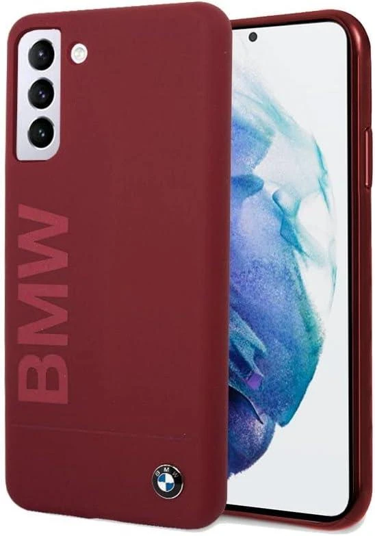 BMW BMHCS21MSLBLRE S21+ G996 red kietas dėklas Silicone Signature Logo