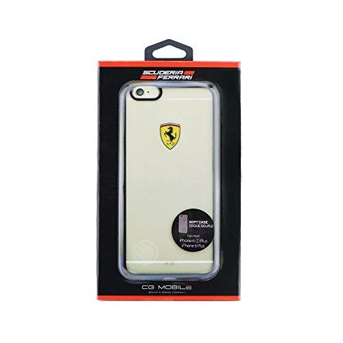 Ferrari kietas dėklas FEHCP6LBK Apple iPhone 6/6S Plus racing shield skaidrus juodos spalvos