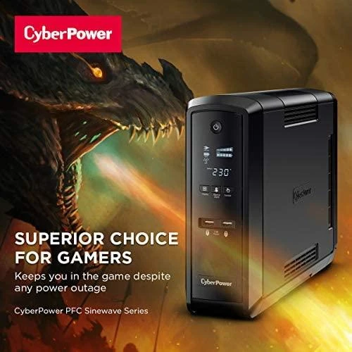CYBERPOWER CP900EPFCLCD UPS 900VA/540W Sinewave PFC kompatibel Žalias Power LCD Ekranas USB valdymo programinė įranga