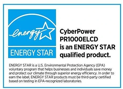 CYBERPOWER PR1000ELCD Line-Interactive 1000VA/900W Sinewave AVR LCD išvestis (8) IEC RS232 USB(HID) EPO SNMP EnergyStar