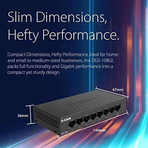 Šakotuvas D-LINK 8-Port Layer2 Gigabit šviesos jungiklis be IGMP