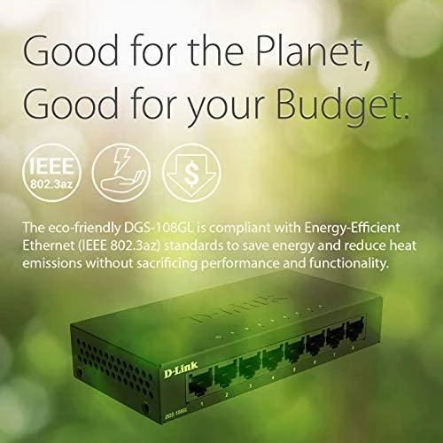 Šakotuvas D-LINK 8-Port Layer2 Gigabit šviesos jungiklis be IGMP