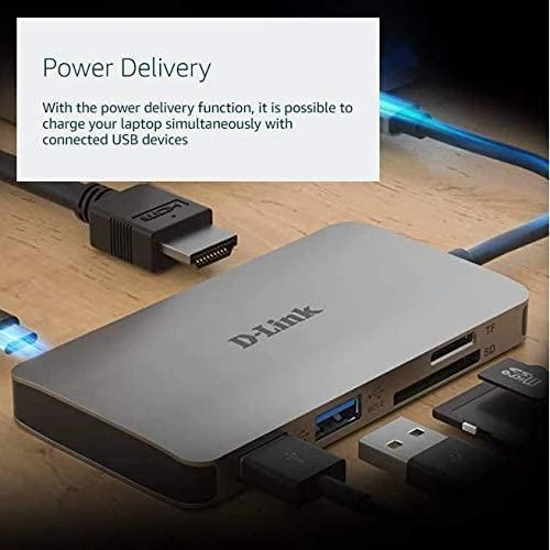 D-Link DUB-M810 knyginių kompiuterių dokas / jungčių replikatorius Vielinis Thunderbolt 3 Sidabras