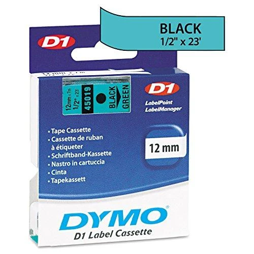 Juostelė DYMO D1 12mm x 7m, vinilinė, juoda ant žalio / S0720590 45019