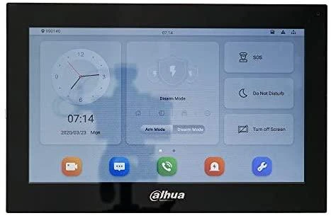 Dahua IP domofono monitorius VTH5321GB-W. 10 col. 1024x600. Wifi, PoE(802.3af). SIP. Andoid 8.1, Juodas