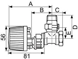 Danfoss termostatinis vožtuvas su pradiniu nustatymu RA-N DN10 kampinis - 013G0011