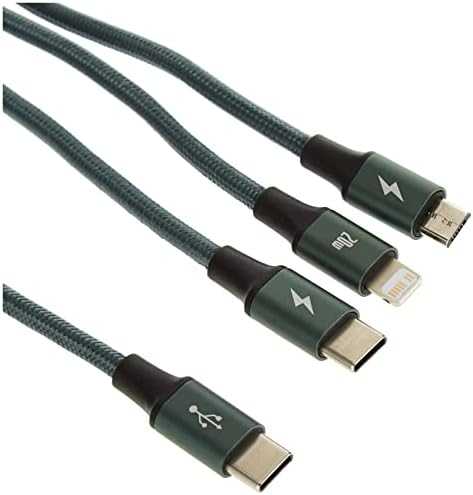 Baseus Rapid serijos Micro USB + Lightning + USB-C kabelis skirtas M+L+T 20W 1.5m – Žalias