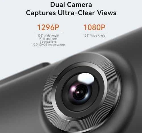 DDPAI N1 Dual 1296p + 1080p Dash Camera - vaizdo registratorius su galinio vaizdo kamera