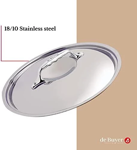 De Buyer 28 cm nerūdijančio plieno dangtis su rankena