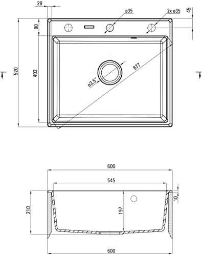 Deante granitinė virtuvinė plautuvė Deante Andante, ZQN_T103, Anthracite