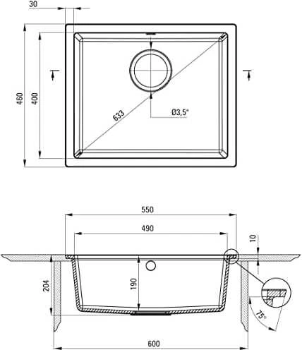 Plautuvė Deante Corda Flush ZQA_N10F, granitas