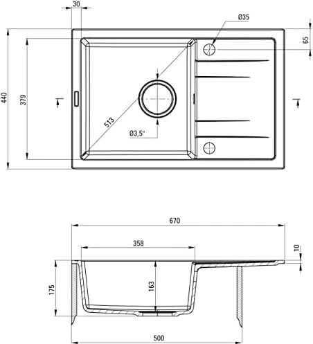 Deante granitinė virtuvinė plautuvė Deante Corio, ZRC_2113, Graphite