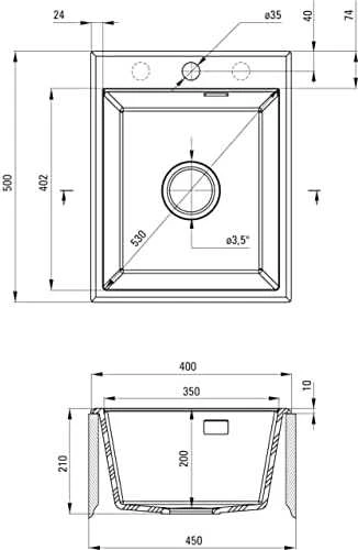 Deante granitinė virtuvinė plautuvė Deante Eridan, ZQE_T104, Anthracite