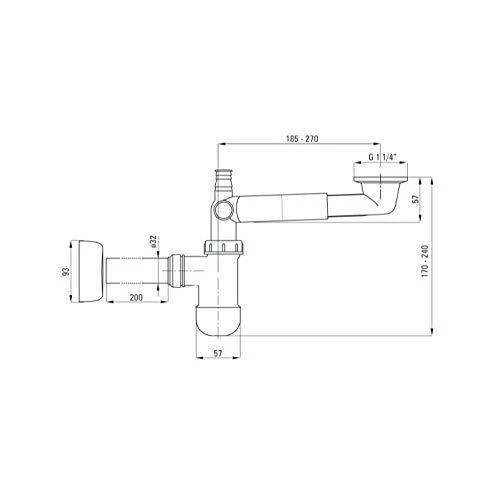 Deante Space Sever 5/4'' DN32 erdvę taupantis butelio sifonas su balta prailginimu (NHC 633K)