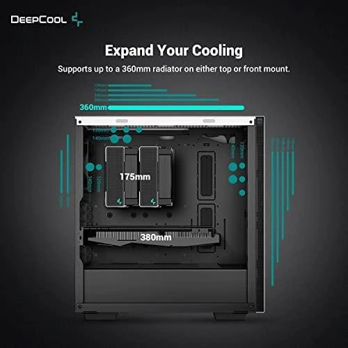 „Deepcool“ | VIDURINIS BOKŠTAS | CH510 | Šoninis langas | Baltas | Vidutinio dydžio bokštas | ATX PS2