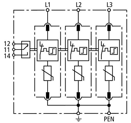 Dehn Viršįtampių ribotuvas C tipas 2 3P 20kA 1,5kV (952305)